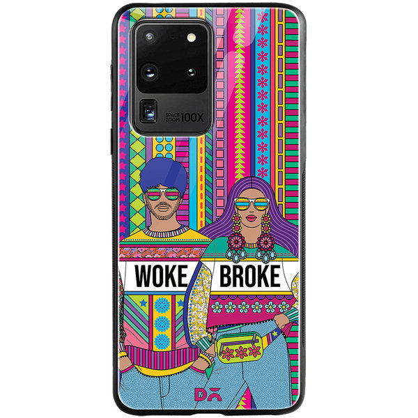 

DailyObjects Woke Broke Couple Glass Case Cover For Samsung Galaxy S20 Ultra