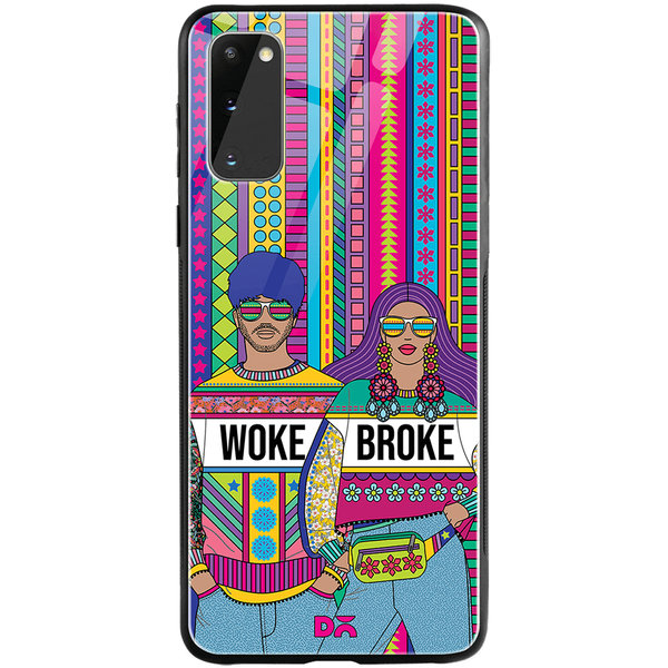 

DailyObjects Woke Broke Couple Glass Case Cover For Samsung Galaxy S20