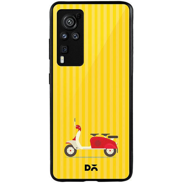 

DailyObjects 3 To Go Scooter Yellow Striped Glass Case Cover For Vivo X60 Pro