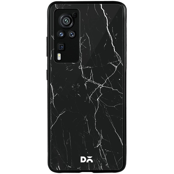 

DailyObjects Black Marble Glass Case Cover For Vivo X60 Pro