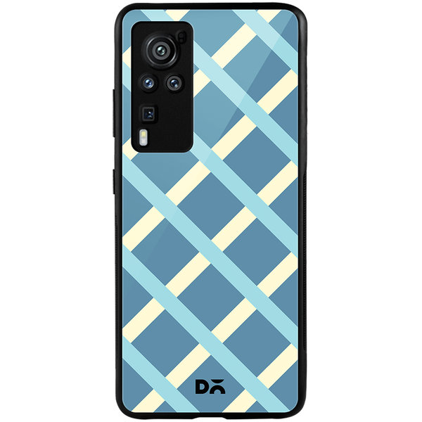 

DailyObjects Blueberrry Diagonal Checks Glass Case Cover For Vivo X60 Pro