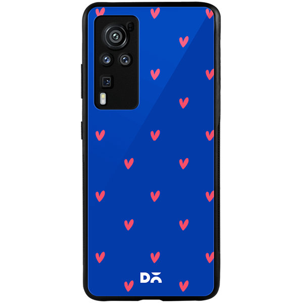 

DailyObjects Bundle Heart Blue Glass Case Cover For Vivo X60 Pro