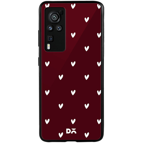 

DailyObjects Bundle Heart Burgundy Glass Case Cover For Vivo X60 Pro