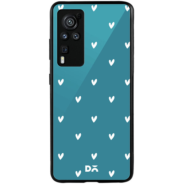 

DailyObjects Bundle Heart Teal Glass Case Cover For Vivo X60 Pro