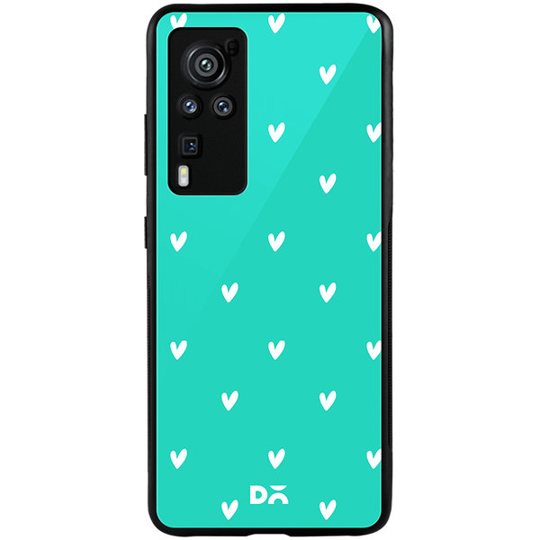 

DailyObjects Bundle Heart Turquoise Glass Case Cover For Vivo X60 Pro