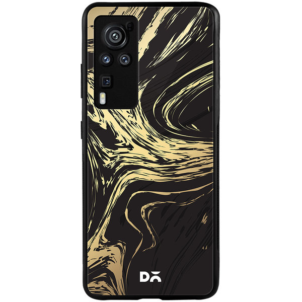 DailyObjects Gold Marble Art Glass Case Cover For Vivo X60 Pro