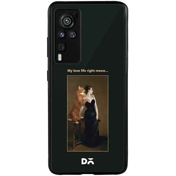 

DailyObjects Love Life Meow Glass Case Cover For Vivo X60 Pro