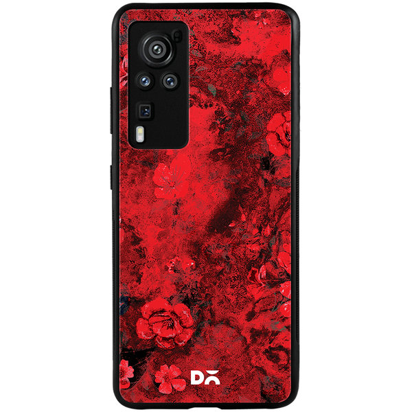 

DailyObjects Maroon Marble Flowers Glass Case Cover For Vivo X60 Pro