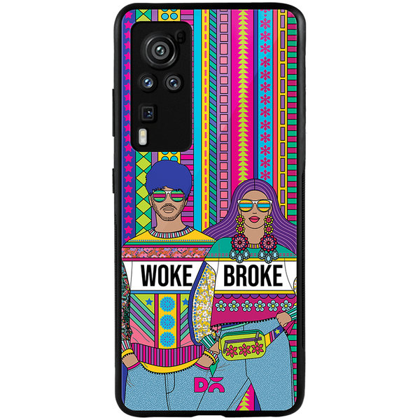 

DailyObjects Woke Broke Couple Glass Case Cover For Vivo X60 Pro