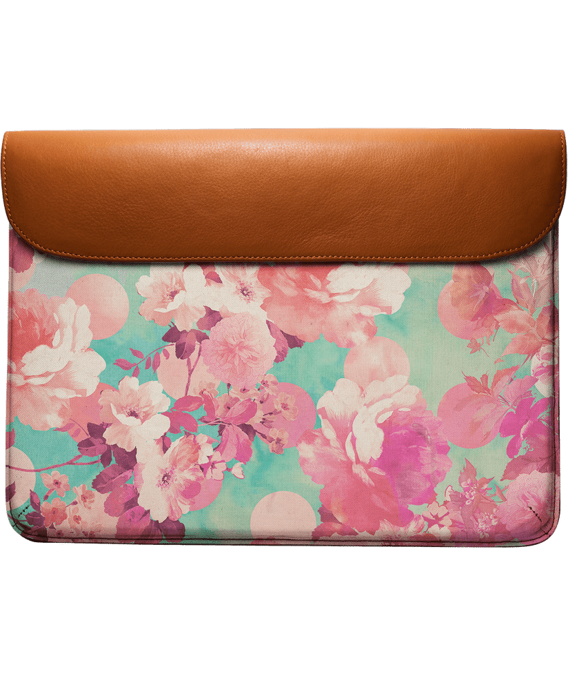 Romantic Pink Retro Floral Pattern Teal Polka Dots Pattern Computer Sleeve 11.6 12 Inch Laptop Sleeve Gifts for Women Men 