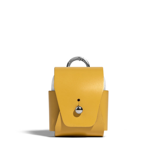 

Yellow Airpods Leather Case Cover